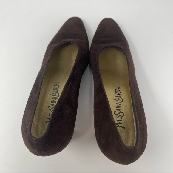 Vintage Yves Saint Laurent Suede Brown Classic Pumps Heels Sz 7 N Fits Narrow - Picture 4 of 8
